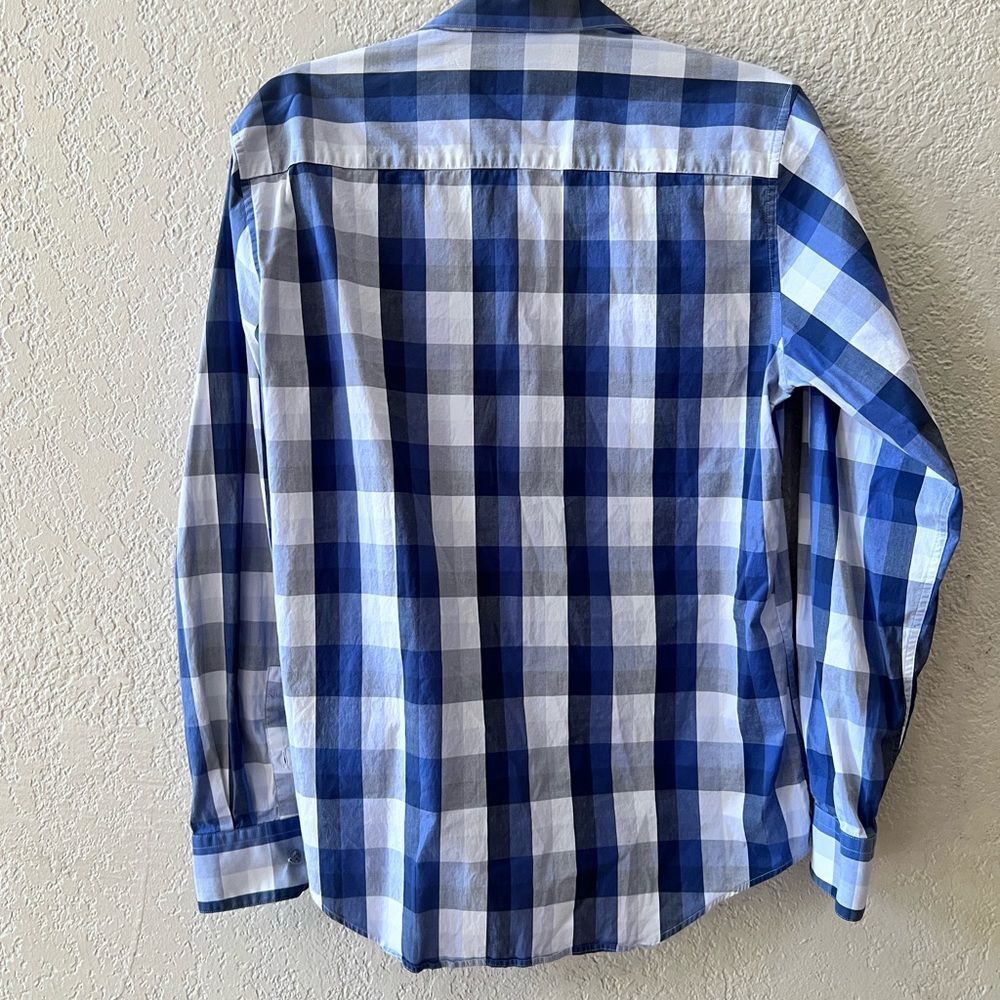 Alfani Slim Fit Button Down Shirt Lot Of 2 Blue & Checkered Men's M 34/35 15.5' - Picture 3 of 13